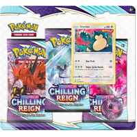 POKEMON TCG Sword and Shield - Chilling Reign Three Booster Blister Snorlax NEW